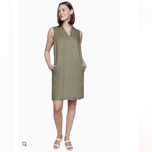 Carre Noir Sage Green Linen Blend Shift Dress Size Small